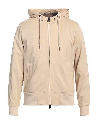 CIRCOLO 1901 Hooded sweatshirt Beige 97% Cotton, 3% Elastane