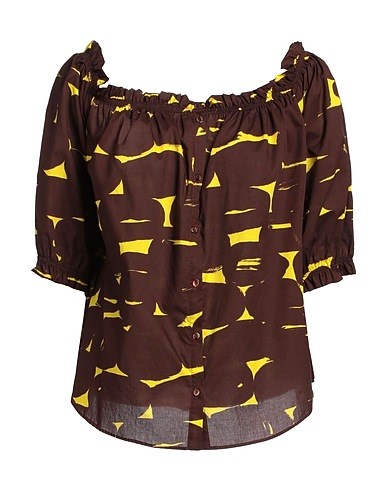 HANITA Patterned shirts & blouses Dark brown 100% Cotton