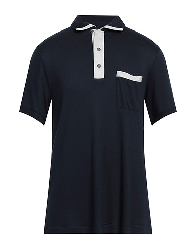 GIORGIO ARMANI Polo shirt Midnight blue 90% Viscose, 10% Silk, Polyester, Elastane