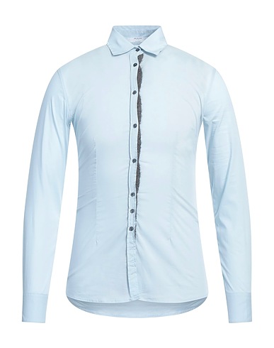 AGLINI Solid color shirt Sky blue 60% Cotton, 35% Polyamide, 5% Elastane