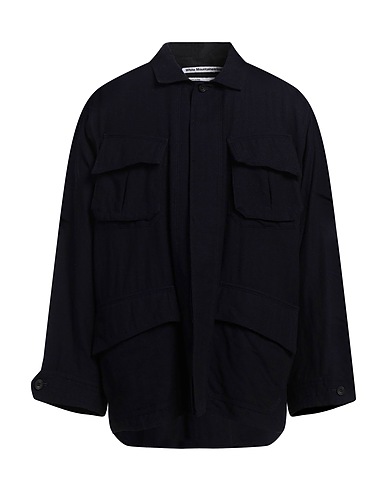 WHITE MOUNTAINEERING Solid colour shirt Midnight blue 53% Wool, 47% Cotton