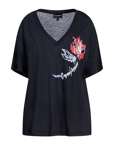 EMPORIO ARMANI T-shirt Midnight blue 50% Cotton, 50% Modal
