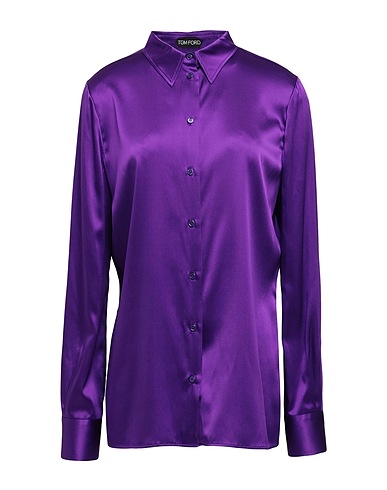 TOM FORD Solid color shirts & blouses Dark purple 94% Silk, 6% Elastane