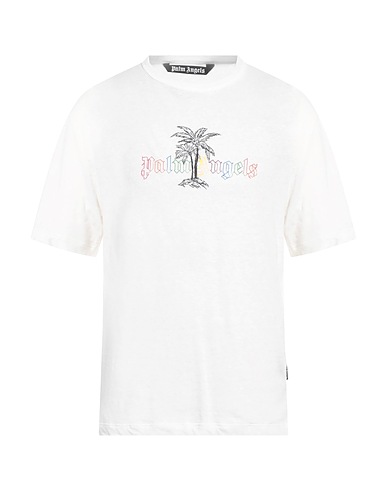 PALM ANGELS 티셔츠 화이트 70% 코튼, 30% 리넨, 폴리에스테르