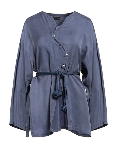 EMPORIO ARMANI Solid colour shirts & blouses Slate blue 100% Cupro, Acetate