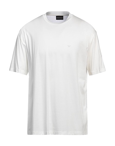 EMPORIO ARMANI Basic T-Shirt White 70% Lyocell, 30% Cotton