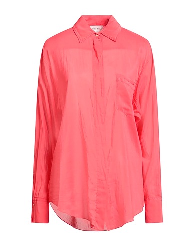 FORTE_FORTE Однотонные рубашки и блузки Коралловый 70% Хлопок, 30% Шелк