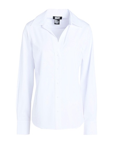 DKNY Solid colour shirts & blouses White 88% Polyester, 12% Elastane