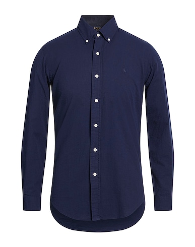 POLO RALPH LAUREN Chemise de couleur unie BLU NAVY 100% Coton