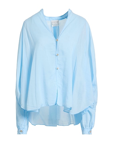FORTE_FORTE Chemises et chemisiers de couleur unie Bleu ciel 70% Coton, 30% Soie