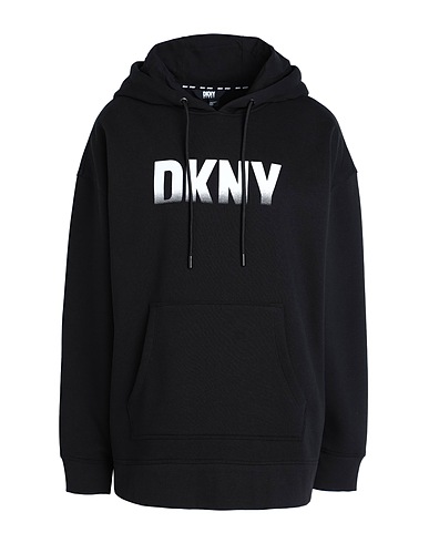 DKNY Hooded track jacket  Black 60% Cotton, 40% Polyester