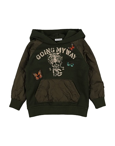 DOLCE&GABBANA Hooded track jacket  Military green 60% Cotton, 40% Polyamide