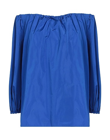 MAX MARA STUDIO Off-the-shoulder top Bright blue 75% Polyester, 25% Silk