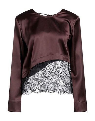 GANNI Top Dark brown 97% Polyester, 3% Elastane, Polyamide, Organic cotton