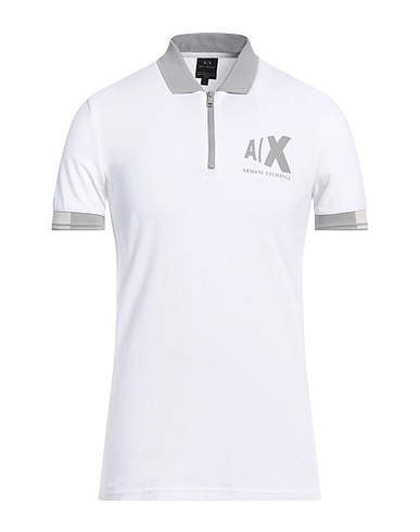 ARMANI EXCHANGE Polo shirt White 95% Cotton, 5% Elastane