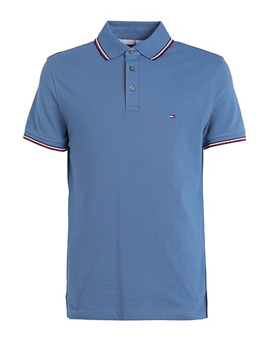 TOMMY HILFIGER Polo shirt Slate blue 96% Cotton, 4% Elastane
