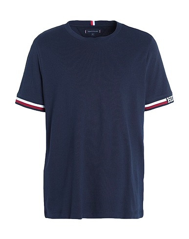 TOMMY HILFIGER T-shirt Navy 67% Cotton, 30% Viscose, 3% Elastane