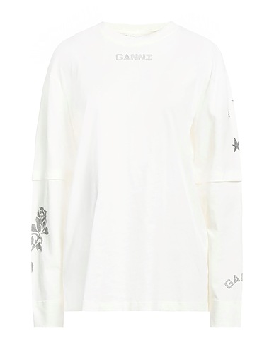 GANNI T-shirt Cream 100% Organic cotton