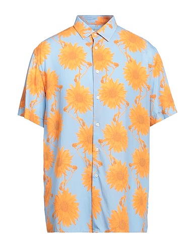 LIU •JO MAN Patterned shirt Sky blue 100% Viscose