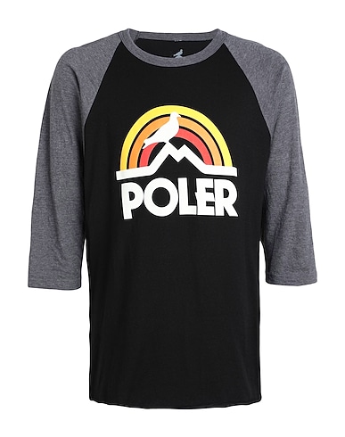 POLER T-shirt Pigeon Rainbow Raglan T-Shirt
 Black 100% Cotton