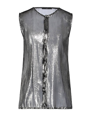 SAPIO Solid color shirts & blouses Silver 65% Silk, 35% Polyester