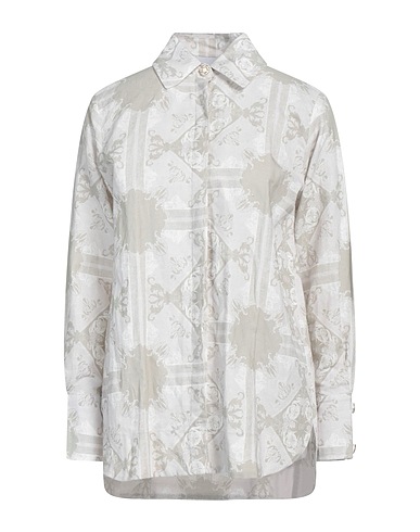 ISLA & WHITE Camicie  e bluse fantasia Beige 50% Cotone, 50% Lino