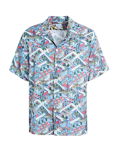PS PAUL SMITH Patterned shirt Light blue 100% Lyocell