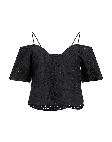 GANNI Off-the-shoulder top Black 100% Organic cotton