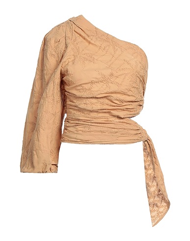 MAJE One-shoulder top Camel 100% Cotton