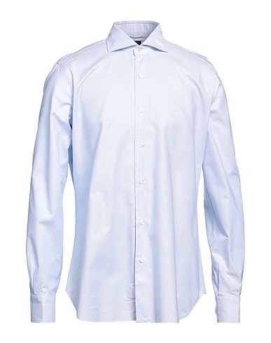 BARBA Napoli Solid colour shirt Sky blue 100% Cotton
