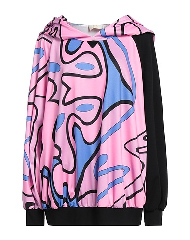 SARA BATTAGLIA Hooded track jacket  Pink 95% Polyester, 5% Elastane, Viscose, Polyamide