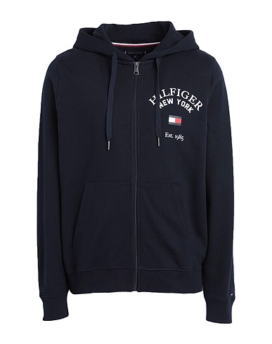 TOMMY HILFIGER Hooded track jacket  Navy blue 100% Cotton