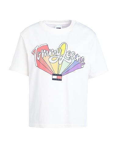 TOMMY JEANS T-shirt Ivory 100% Cotton