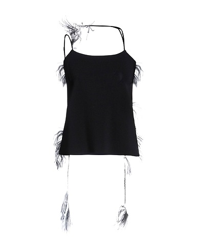 JIL SANDER Top Nero 94% Viscosa, 6% Poliestere, Piume di struzzo