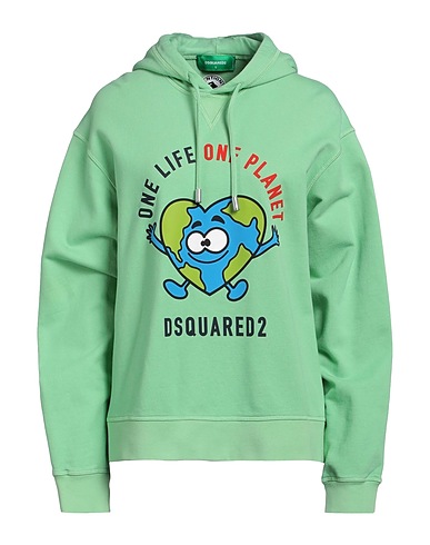 DSQUARED2 Hooded sweatshirt Light green 100% Cotton, Elastane
