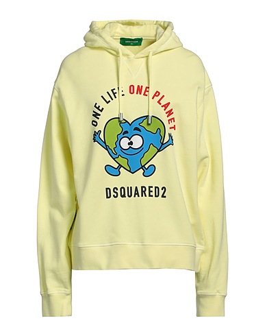 DSQUARED2 Hooded track jacket  Pastel yellow 100% Cotton, Elastane
