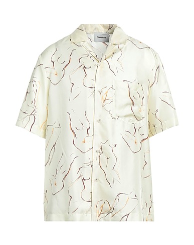 NANUSHKA Patterned shirt Pastel yellow 100% Silk