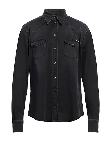 DOLCE&GABBANA Denim shirt Black 70% Cotton, 28% Polyester, 2% Elastane