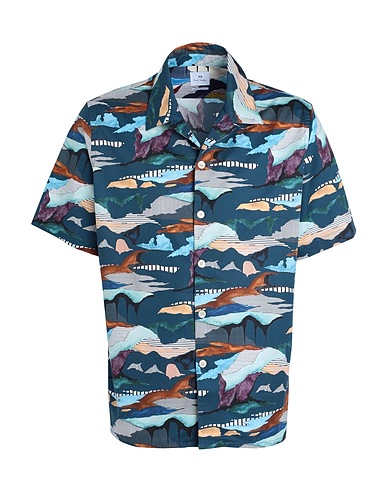 PS PAUL SMITH Camicia fantasia Verde petrolio 100% Cotone organico