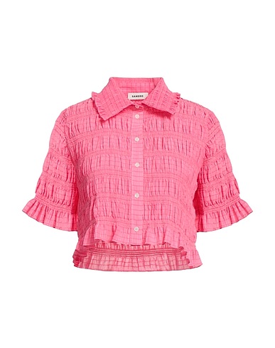 SANDRO Striped shirt Pink 100% Polyester, Mother-of-pearl