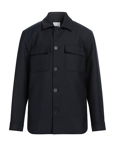 SANDRO Solid colour shirt Midnight blue 55% Polyester, 45% Virgin Wool
