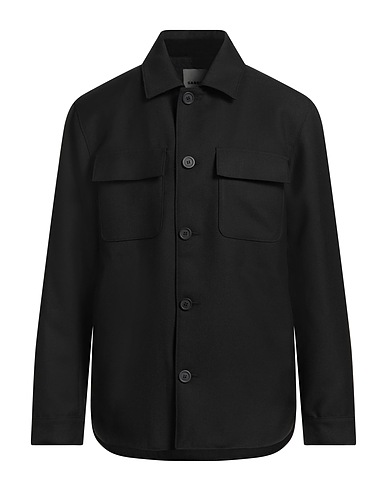 SANDRO Solid color shirt Black 55% Polyester, 45% Virgin Wool