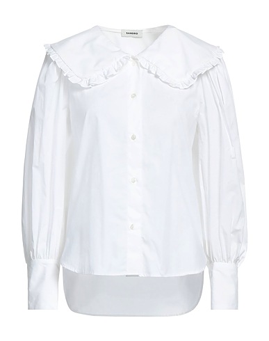 SANDRO Solid colour shirts & blouses White 100% Cotton, Mother-of-pearl