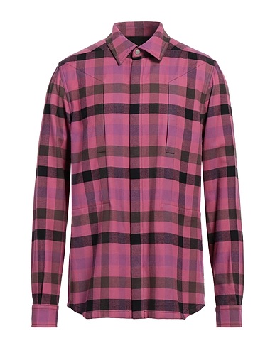 RICK OWENS Checked shirt Mauve 100% Cotton, Cupro