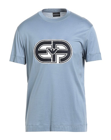 EMPORIO ARMANI T-shirt Ανοιχτό μπλε 70% Lyocell, 30% Βαμβάκι