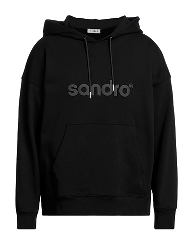 SANDRO Hooded sweatshirt Black 95% Cotton, 5% Elastane