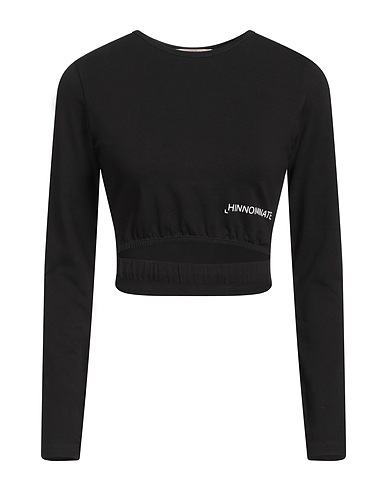 HINNOMINATE Crop top Black 92% Cotton, 8% Elastane