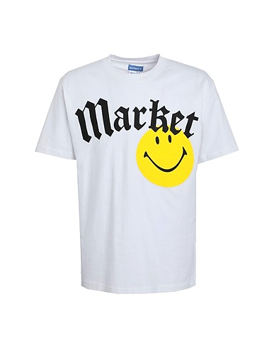 MARKET Activewear Smiley Gothic T-Shirt  White 100% Cotton