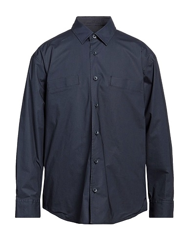 LARDINI Solid colour shirt Midnight blue 100% Cotton
