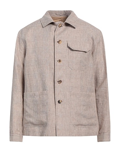 LARDINI Linen shirt Sand 78% Linen, 22% Polyester